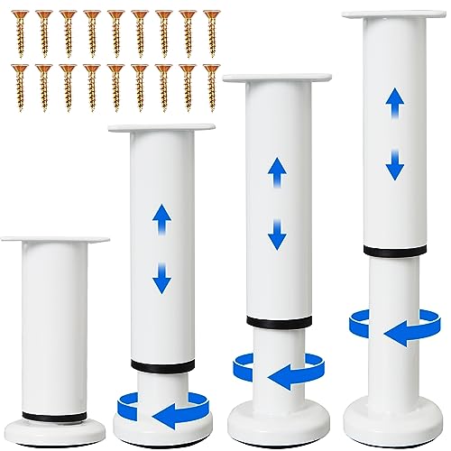 4PCS Adjustable Furniture Couch Cabinet Legs 4.72-7.48 Inch [with 18 PCS Screws], Heavy Duty Adjustable Height Replacement Legs for Dresser/Sofa/Bed/Chair, Legs for Furniture Set of 4 (White) - color: White, size: (4Pcs) 4.72-7.48 inch