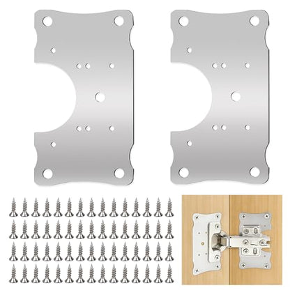 Metal Hinges Repair Fixing Plates with Screw for Kitchen Cupboard Door, Cabinet Hinge Repair Plate, Hinge Repair Board with Screws 10-Pcs