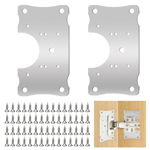Metal Hinges Repair Fixing Plates with Screw for Kitchen Cupboard Door, Cabinet Hinge Repair Plate, Hinge Repair Board with Screws 10-Pcs