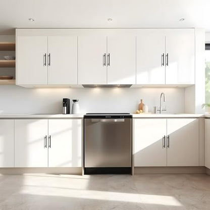 Probrico 5 Pack Holes Spacing (128mm) 5inch Black Kitchen Cabinet Handles Stainless Steel Matte Black Cabinet Pulls Round T Bar Pull Handle for Cabinets and Drawers Total Length 7.5inch(192mm) - color: Black, size: Hole Centers: 5"