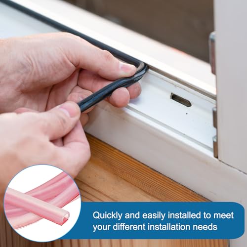 PATIKIL Silicone Weather Stripping Door Seal, 9.8 ft D Shape Weather Stripping Self Adhesive Door Seal Strip for Door Frame, Window Sealing, Large Gap, 1/5" Wx5/128 Tx5/32 H, Clear/Red - size: 9.8 ft Long, 1/5"Wx5/128"Tx5/32"H
