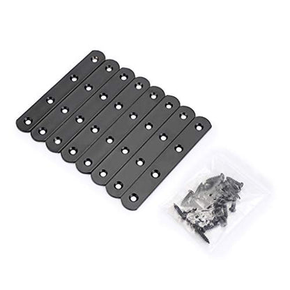 Sumnacon 8 Pcs Stainless Steel Flat Plates - 5 Inch Heavy Duty Mending Plate Straight Corner Brace Brackets Connector Furniture Repair Fixing Joint with Screws, Black - size: 5 Inch Black