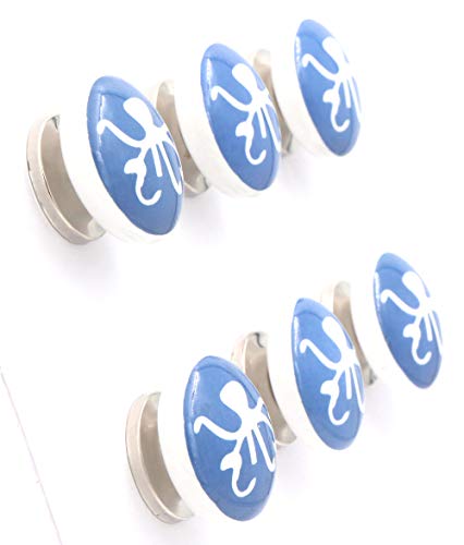 THDC Nautical Drawer Pulls, Drawer Knob, Cabinet Knob, Kitchen Cabinet Pull, Door Knob, Door Pulls (Set of 6) (Nautical Octopus) - color: Blue Octopus