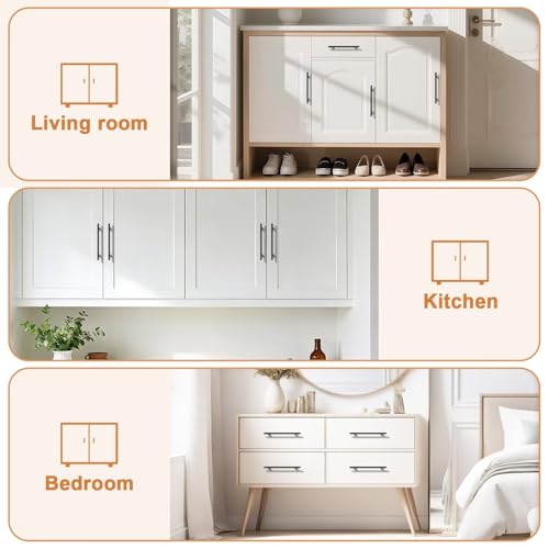 Probrico 5 Pack Holes Centers 7.5Inch(192mm) Black Kitchen Cabinet Pulls,Stainless Steel Dresser Drawer Handles,10inch Length Classic Pull Handle for Cabinets - size: Center to Center: 7-1/2 inch