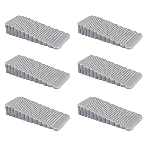 6 Pack Grey Rubber Door Stopper Wedge Thin and Small Non Slip Plug Discrete Heavy Soft Silicone Door Stops for Indoor Cupboard Shower Kitchen Floor Doorstop - color: Grey-6pcs