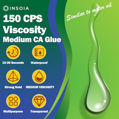 Medium CA Glue, 20g Premium Cyanoacrylate Super Glue Quick Fix 150 CPS Viscosity Adhesive for Woodturning, Pen Turning, Hobby Models, Lapidary, Acrylic, Nails&More - size: 20 Grams * 1 Pack, style: Medium CA Glue