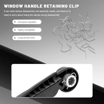 Sun Walker 76951 Window Handle Removal Tool with 20 Fixing Clips, 76980 Metal Car Door Panel Crank Retainer Clip Repair Tool Set, Window Crank Securing Clip Remover Kit for Most Vehicles