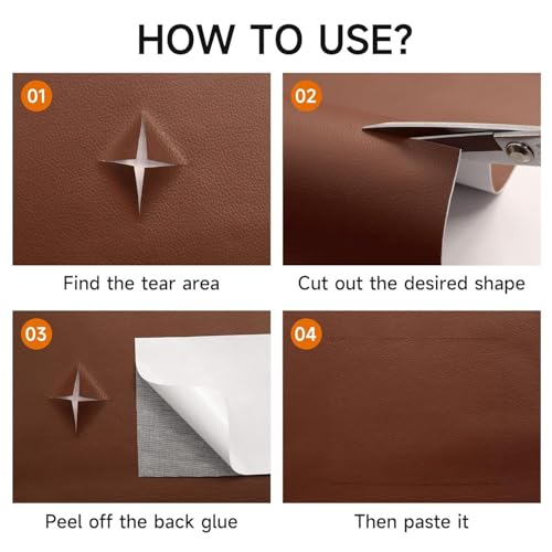 Leather Repair Patch 24x54 Inch, Self Adhesive Leather Repair Tape, Large Vinyl Repair Kit for Sofa Couch Furniture Car Seats, Strong Adhesion Waterproof Scratch Resistant Easy Cut (Brown) - color: Brown