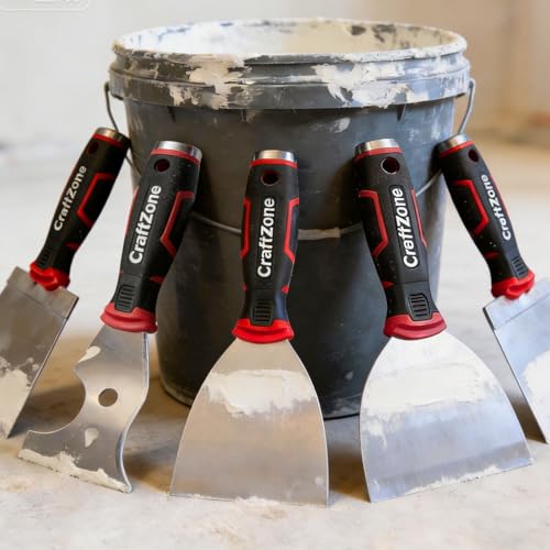 6 Pcs Putty Knife Set Drywall Tool Kit Taping Knife Mud Pan & Painter Scraper Tool Drywall Finishing Tools for Joint Taping Finishing & Patching
