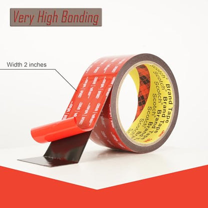3M Double Sided Mounting Tape Heavy Duty Made of 3M 5925 Vhb 2"×10Ft Black Waterproof Foam Tape Strong Adhesive Strip Tape for Automotive Trim Insulation Strip Office Home Décor - size: 2" × 10 Ft