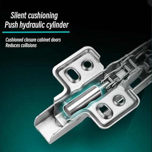 BADALU 175 Degree Kitchen Cabinet Hinges (1 Pair, 2 PCS) Concealed Hydraulic Adjustable Mounting, Soft Closing Nickel-Plated Steel Buffer Dampers for Frameless Cabinet Doors(Detachable Full Overlay) - style: Detachable 175° Full Overlay - 2 Pack