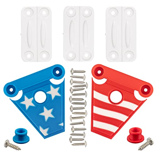 NeverBreak Parts - Igloo Cooler Replacement Parts - Large Repair Kit | High Strength Igloo Cooler Hinges Replacement with Latches | Ice Chest Repair Kit - color: White with Stars and Stripes