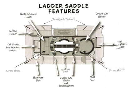 The Ladder Saddle Tool Tray, Portable Ladder Accessory, Lightweight, Made in USA
