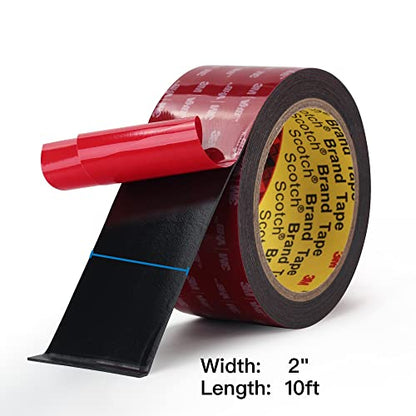 Bulina Double Sided Mounting Tape 5925 2" Width Black Foam Tape High Bond Waterproof Heavy Duty Strong Adhesive Tape Thick 0.025 in Fastener Replace Décor Frame Logos - size: 2" × 10ft