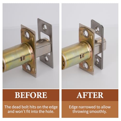 Deadbolt Restorer Strike Plate Large Version 2-3/4" x 1-1/8", Screw Holes Spaced 2-1/8", Narrow Side and Large Hole to Fix Deadbolt Sticking - color: Silver, size: Large: 2-3/4" x 1-1/8" (1 Pack)
