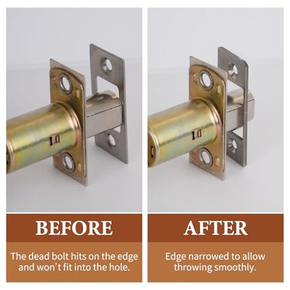 Deadbolt Restorer Strike Plate Large Version 2-3/4" x 1-1/8", Screw Holes Spaced 2-1/8", Narrow Side and Large Hole to Fix Deadbolt Sticking - color: Silver, size: Large: 2-3/4" x 1-1/8" (1 Pack)