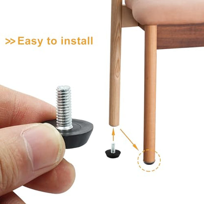 8 Pcs M6 x 15mm Black Furniture Legs, Modern Style, Adjustable Levelers for Chairs, Tables, Desks, Cabinets, Patio Furniture - size: M6 x 15mm