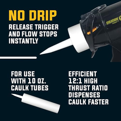 SILIGUN™ Compact Caulking Gun with Caulking Tools - No Drip Caulk Gun - Patented Design - Lightweight ABS Frame - Works with All 10 oz Tubes - color: Siligun Scraper Kit