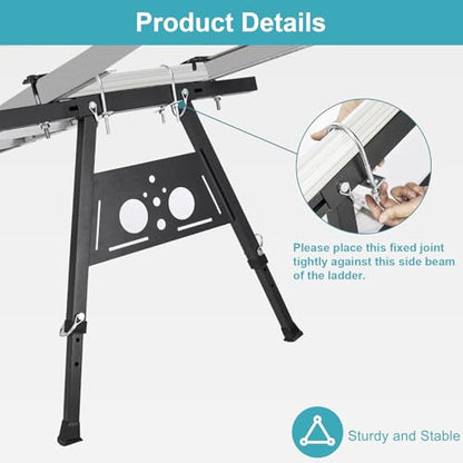 Ladder Stabilizer withstands 300 LBS Weight Rating, Extension Ladder Stabilizer Adjustable Legs, Built-in Tool Tray, Anti-Slip Rubber Pads– Ideal for Roofing and Gutter Work (24.6-29.5 Inch)