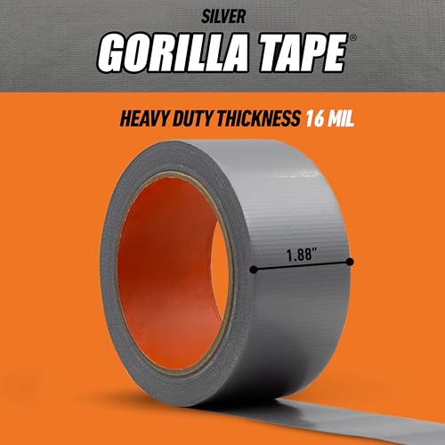 Gorilla Tape, 1.88 in x 30 yd, Silver (Pack of 6) - Duct, Utility, Triple Layer Strength, Indoor & Outdoor, Weather Resistant Shell - size: 6 - Pack