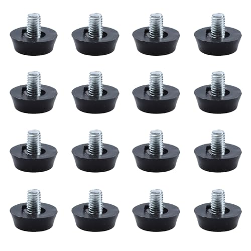 16Pcs M6x10mm Thread Adjustable Furniture Levelers, Screw-in Metal Glide Feet, Floor Leveling for Tables, Chairs, Cabinets, Patio Furniture, Workbench Legs