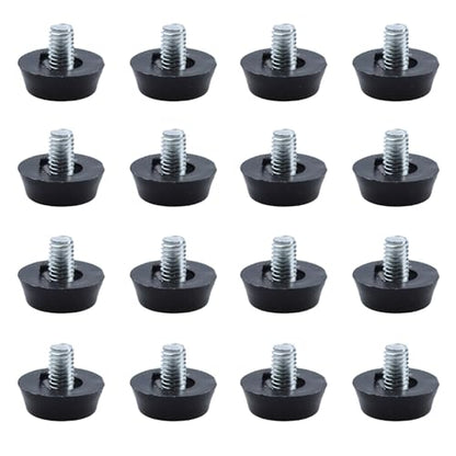 16Pcs M6x10mm Thread Adjustable Furniture Levelers, Screw-in Metal Glide Feet, Floor Leveling for Tables, Chairs, Cabinets, Patio Furniture, Workbench Legs
