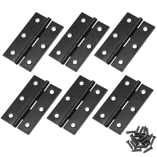 Murtenze 6 Pack 2.5 Inch Door Hinges, Black Butt Hinges with Mounting Screws - color: Black, size: 2.5 Inch - 6PCS