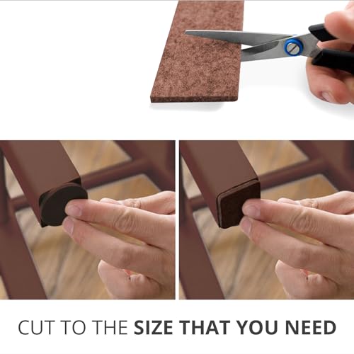 X-Protector Felt Furniture Pads - 20 PCS 6 x 1/2" - Premium Felt Strips with Adhesive Backing - Rectangular Furniture Pads for Hardwood Floors - Cut Furniture Felt Pads to Size You Need! (Brown) - size: 6 x 1/2 inch