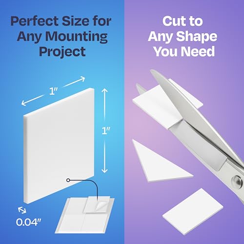 Double Sided Tape 92-Pack - Strong Self Adhesive Pads 1"X1"X0.04" Perfect for Photos Lightweight Decor and General Purpose Indoor Wall Mounting