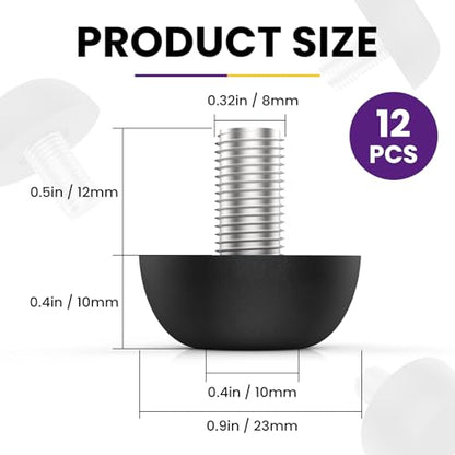 M8 Adjustable Furniture Leg, 304 Stainless Steel Furniture Feet, 8mm x 1.25 Screw-in Leveling Feet, Outdoor Patio Furniture Legs Leveler Replacement for Table, Chair, Desk, Cabinet (12Pcs) - size: 12 Pcs
