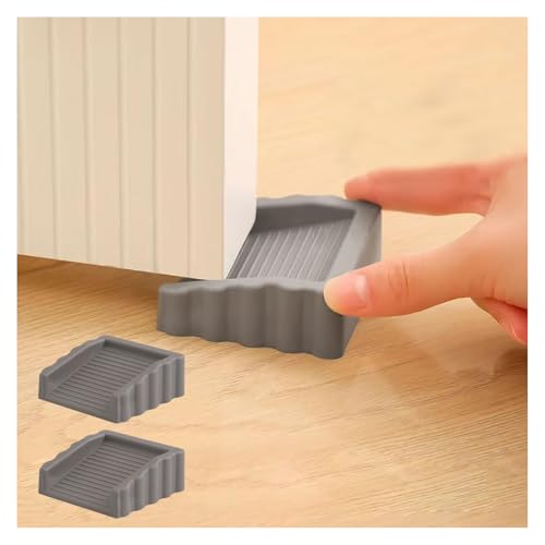Rubber Door Stoppers Wedge，Bidirectional Door Stops，Small Size Cube Doorstop，Grey，2Pack - color: Greyx2