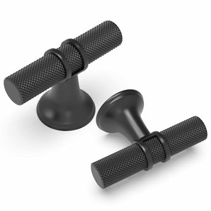 10 Pack Cabinet knurled Knobs Matte Black Kitchen Cabinet Knobs Aluminum and Zinc Alloy Drawer Pulls Solid Cabinet Hardware - color: Matte Black Knurled, size: Knobs