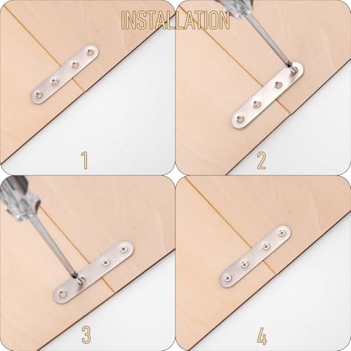 4 Holes Angle Plate Corner Brace Flat L Shape Repair Bracket Connector Fixing Repair Plated Joint Bracket Wooden Furniture Fixture Protector 60mm x 60mm / 2.36 x 2.36 inch, Pack of 20