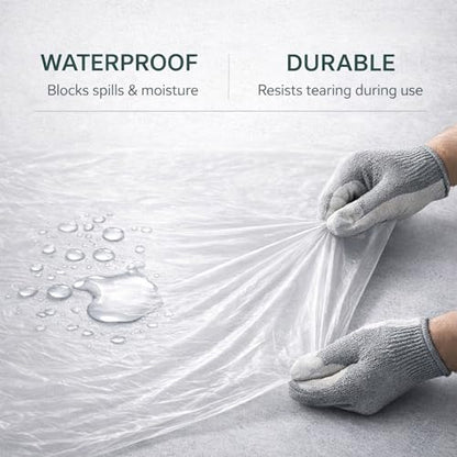 GREEN LIFESTYLE Plastic Drop Cloths for Painting 12 x 9 ft [6 Pack] – Waterproof Paint Drop Cloth, Plastic Sheets Floor Cover, Disposable Tarp for Furniture Protection, Remodeling and Moving - size: Plastic Drop 9x12