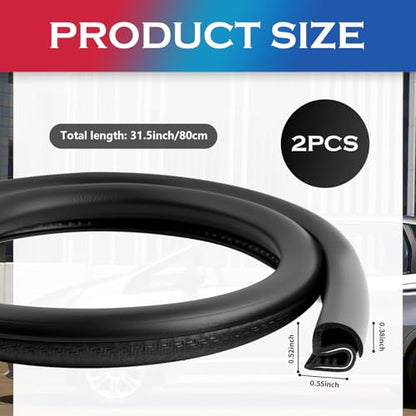 2PCS 2.62Ft Adjustable Automotive Weather Stripping Door Seal,Open-end Car Door Weather Stripping with Upgraded U-Shaped Fixing Steel Strip & Bayonet,Thickened Car Rubber Edge Trim - color: B-Pillar