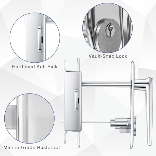 MorningRo 1 Set Garage Door Lock Kit Universal L-Handle Lock with Inside Side Latch Keys Garage Door Repair Parts Replacement Hardware Kit for Home Improvement