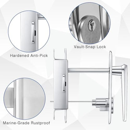 MorningRo 1 Set Garage Door Lock Kit Universal L-Handle Lock with Inside Side Latch Keys Garage Door Repair Parts Replacement Hardware Kit for Home Improvement