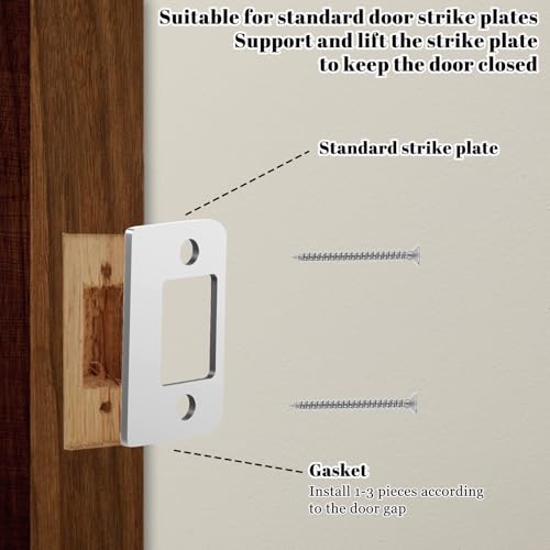 Door Strike Shim Plates, Standard Size Spacer Deadbolt Restorer Strike Plates 3 Different Thickness Stainless Steel Spacer Door Reinforcement Backplate Block The Access to Latch for Home Office