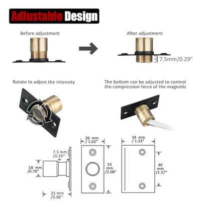 JQK Closet Magnetic Door Ball Catch Hardware, 430 Stainless Steel Catch Adjustable with Strike Plate, Black Finish 4 Pack, HBC120-BK-P4 - color: Black, size: Magnetic 4 Pack