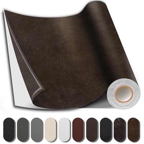 Leather Repair Patch, 17X79 inch Strong Sticky Repair Patch Self Adhesive Waterproof, DIY Large Vinyl Patches for Couches, Furniture, Sofa, Car, Chair (DBrown, 17X79 inch) - color: Glossy Dark Brown, size: 17X79 inch