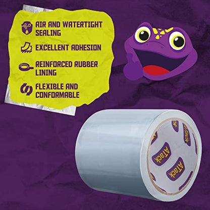 ATack Waterproof Patch and Seal Tape, Clear, 4 Inches x 10 Feet, Water Barrier Tape for Stop Leak Repair on Pipes, Chimney, Roof, Boat, and HVAC - color: Clear