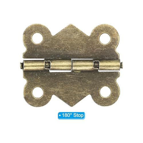 PATIKIL Small Jewelry Box Hinges 1-1/4 Inch, 12 Pack 180-degree Mini Butterfly Hinges Jewelry Box Hardware with 48 Screws for Cabinet Wooden Box Drawer Craft, Brown - color: Copper