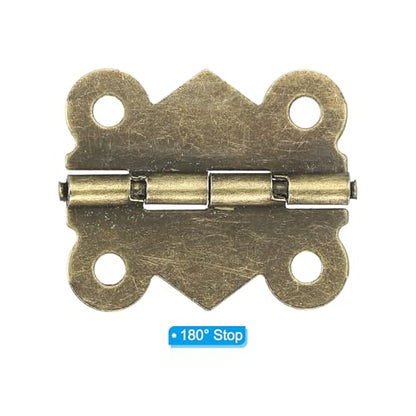 PATIKIL Small Jewelry Box Hinges 1-1/4 Inch, 12 Pack 180-degree Mini Butterfly Hinges Jewelry Box Hardware with 48 Screws for Cabinet Wooden Box Drawer Craft, Brown - color: Copper