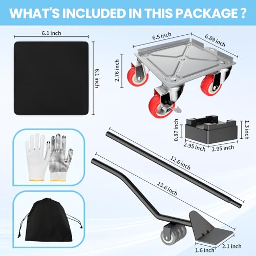 Upgrade 3474LBS Heavy Duty Furniture Dolly & Movers, 6.5" Carbon Steel Panel with 5 360° Rotatable Rubber Universal Wheels, Includes Non-Slip Sliders & Lifter Tool for Moving Pianos, Sofa, Appliances - color: Silver(upgrade)