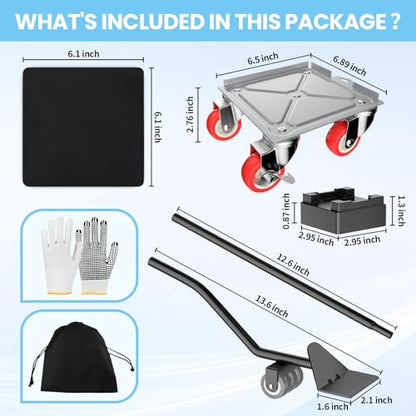 Upgrade 3474LBS Heavy Duty Furniture Dolly & Movers, 6.5" Carbon Steel Panel with 5 360° Rotatable Rubber Universal Wheels, Includes Non-Slip Sliders & Lifter Tool for Moving Pianos, Sofa, Appliances - color: Silver(upgrade)