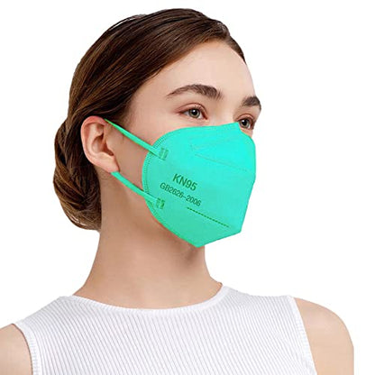 SAROULU 5-Layer Breathable Disposable KN95 Face Masks Respirator Cup Dust Safety Protection Mask - color: Mint-40