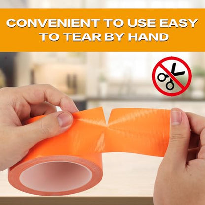 Orange Duct Tape 2 Pack, Heavy Duty Waterproof Cloth Tape, Hand-Tearable Multi-Purpose Repair Tape for Home, Camping, DIY and Industrial Use, No Residue, 2 Inch x 20 Yards - color: Orange
