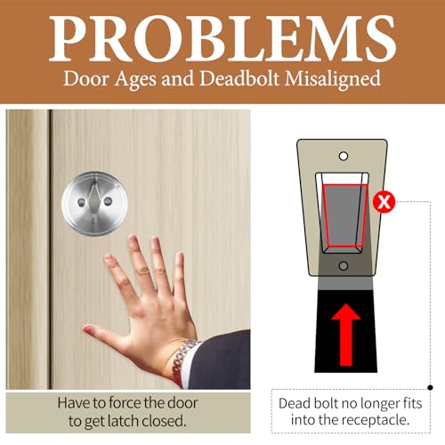 Deadbolt Restorer Strike Plate Large Version 2-3/4" x 1-1/8", Screw Holes Spaced 2-1/8", Narrow Side and Large Hole to Fix Deadbolt Sticking - color: Silver, size: Large: 2-3/4" x 1-1/8" (1 Pack)
