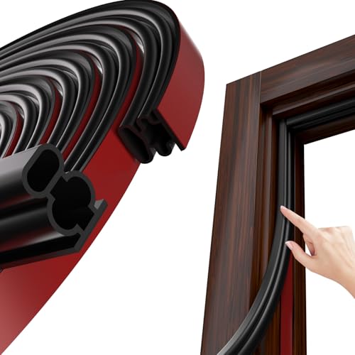 Black D-Shape Weather Stripping 20Ft Self-Adhesive Rubber Seal Strip for Doors & Windows – Soundproof Insulation Gap Blocker (Fits 0.4–0.5in Gaps) - color: Black, size: 0.59" Thick x 20 Ft