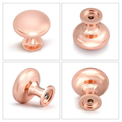 15 Pack Solid Kitchen Drawer Knob Rose Gold Cabinet Knob Polished Polished Drawer Hardware,Euro Style Dresser Knob Round Furniture Hardware,Diameter:1-1/5" - color: Rose Gold